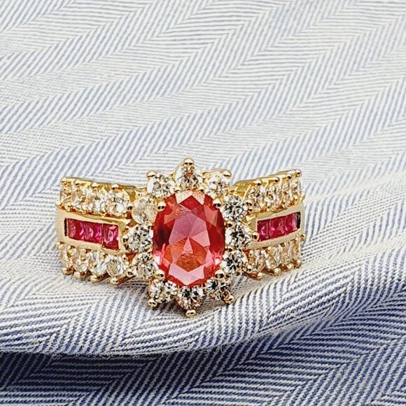 🍁 Royal Court Oval Zircon Three Layer Luxury Gold Rings for Women, EVGG1… - Picture 1 of 4